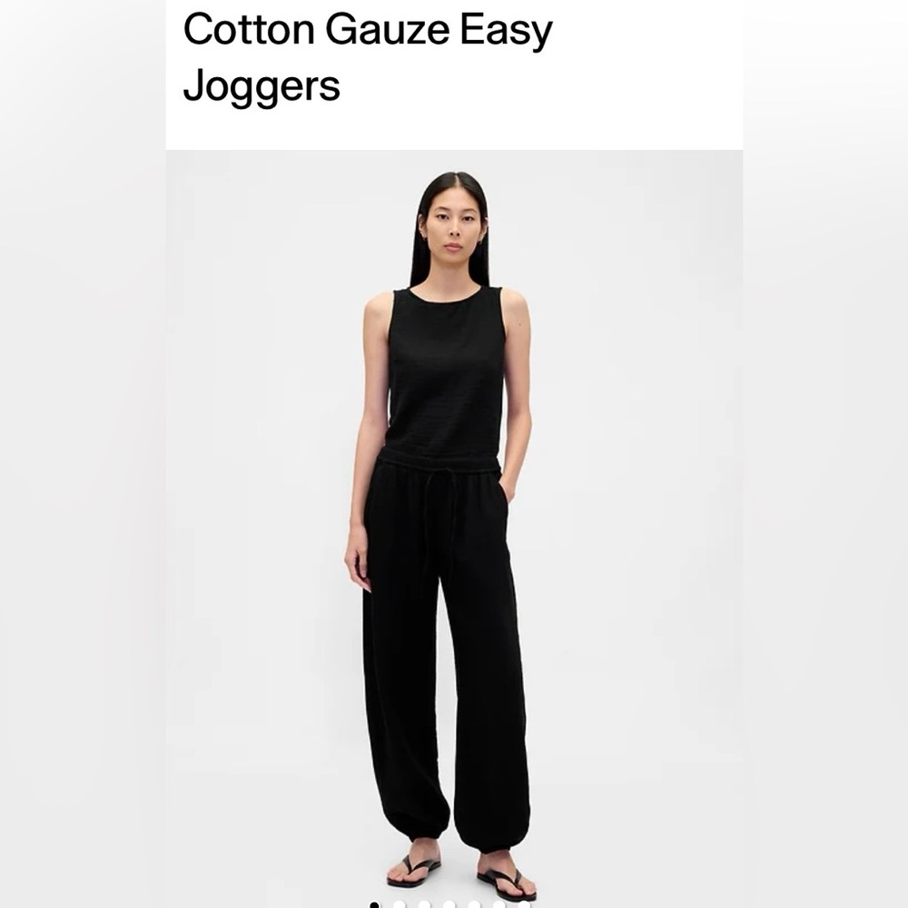 Black Cotton Gauze Easy Joggers